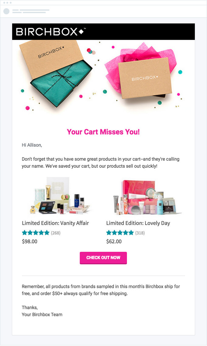 abandoned cart recovery emails birchbox abandoned cart recovery emails birchbox