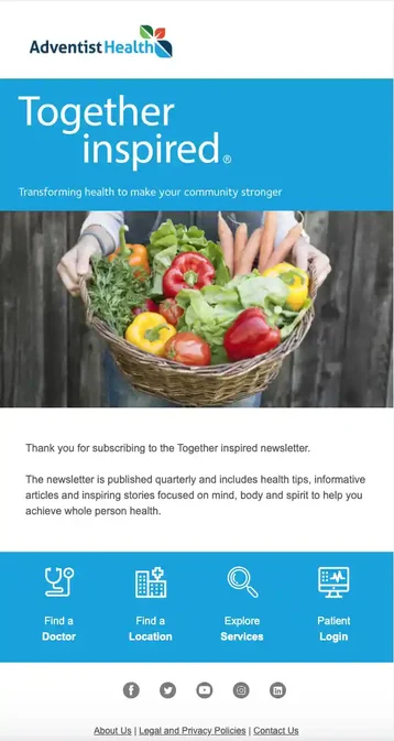 healthcare email examples, adventist health healthcare email examples, adventist health